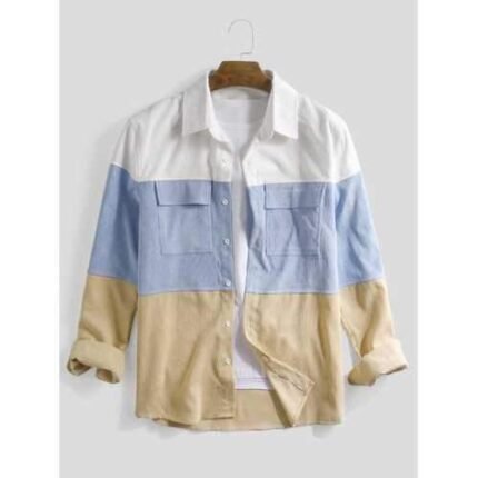 Mens Plain Corduroy Patchwork Shirts